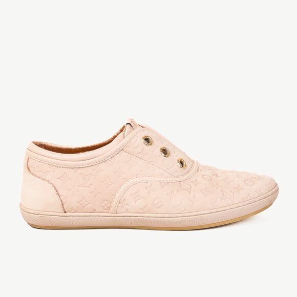 Louis Vuitton Popincourt Rose Poudre Monogram Embossed Nubuck Leather Sneakers - Picture 1 of 11